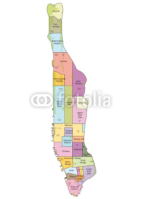 New York City Map Manhattan Districts