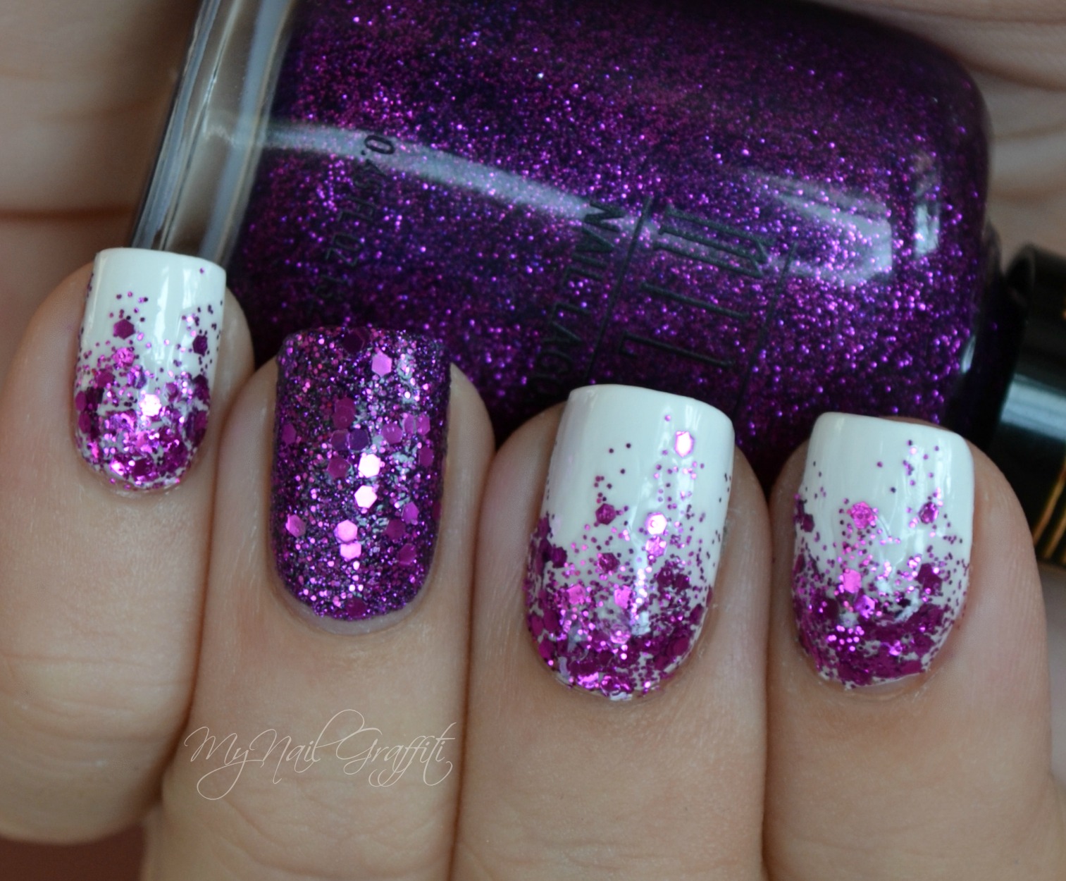 Purple Glitter Nails