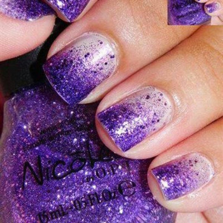 Purple Nail Design with Glitter