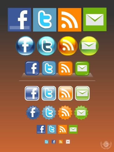 Social Media Icons Facebook Twitter Email