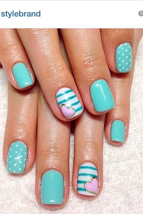 Teal Gel Nail Designs