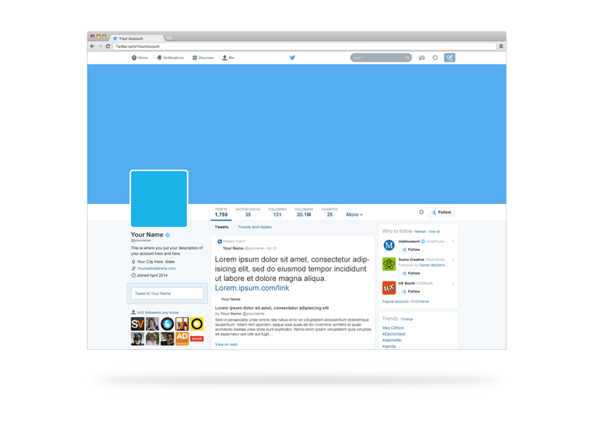 12 Twitter Page Template PSD Images