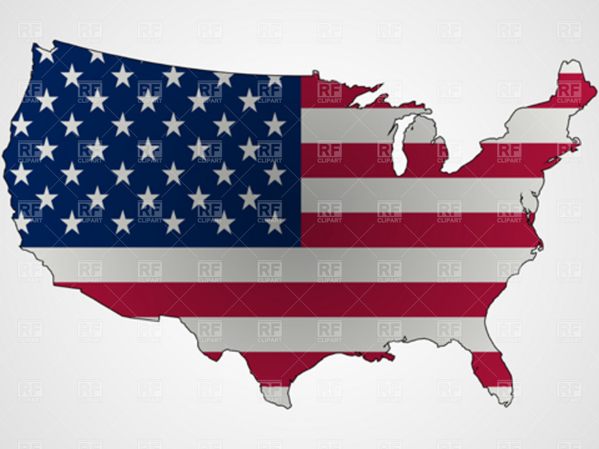 USA Map Outline with Flag Vector Free