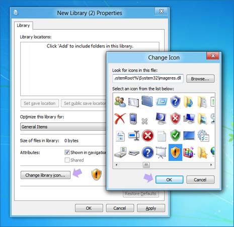 Windows 8 Change Library Icon