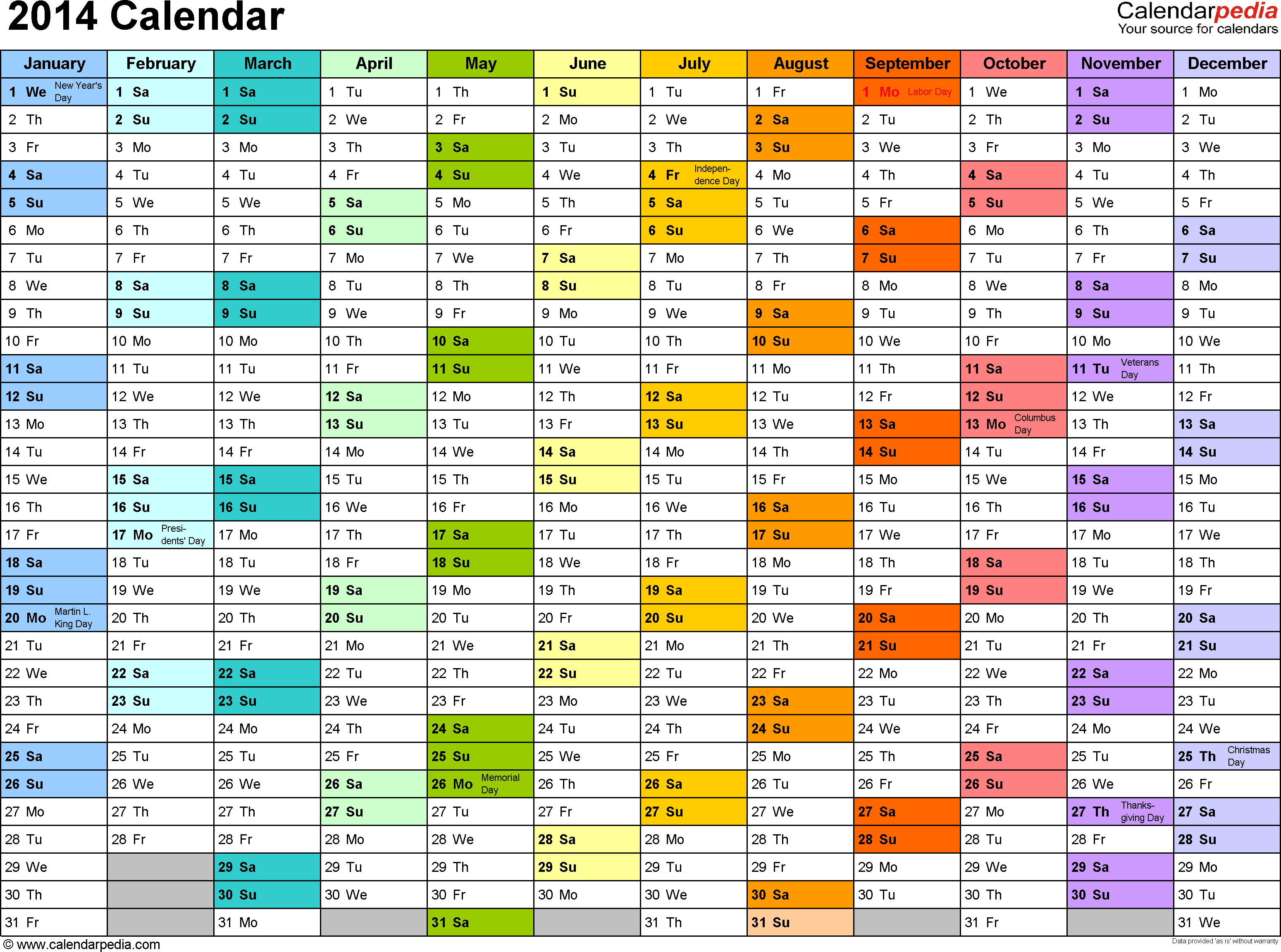2015 2016 Excel Calendar Template
