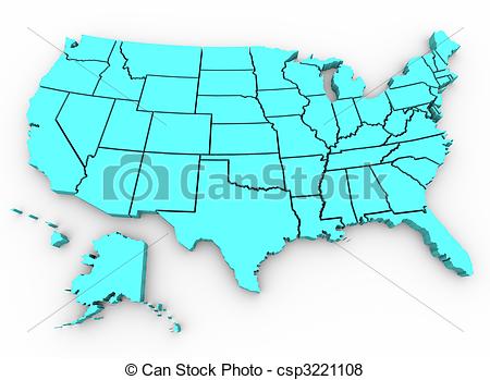 3D United States Map Clip Art