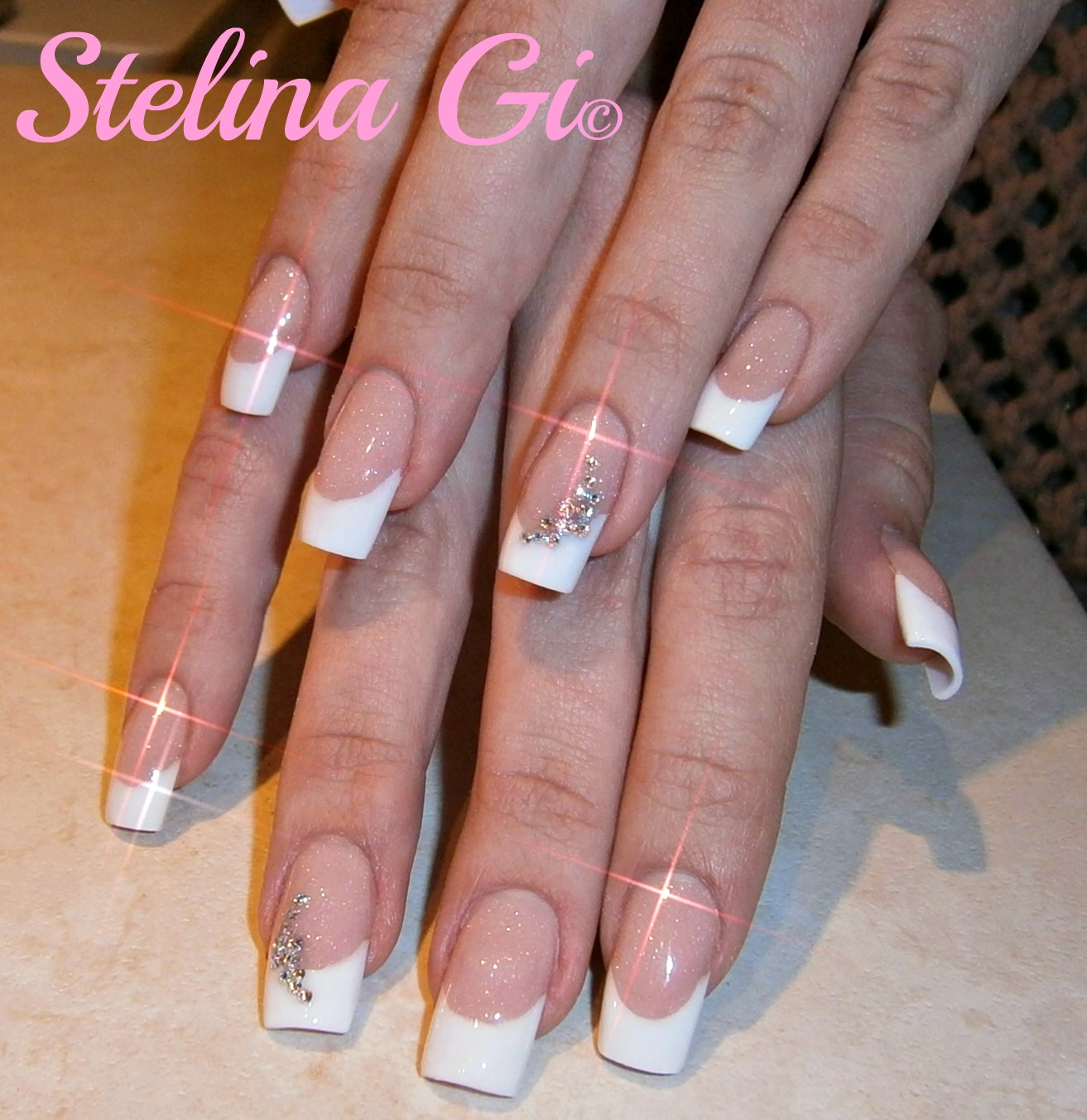 Acrylic Nail Designs with Rhinestones