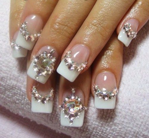 Acrylic Nails with Rhinestones