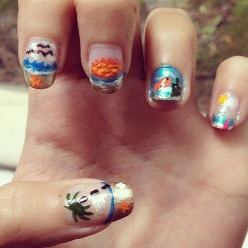 Beach Themed Nail Art