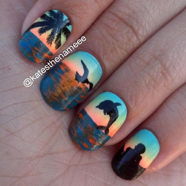 Beach Themed Nail Art