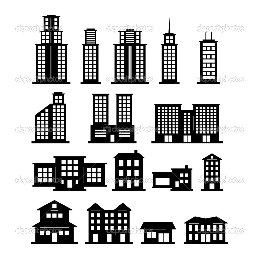 Black and White Building Clip Art