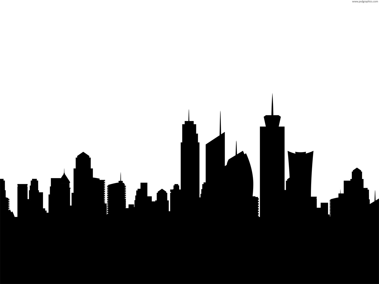 Black and White City Skyline Silhouette