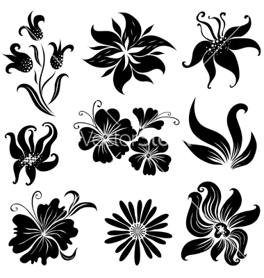 Black Vector Flower Designs