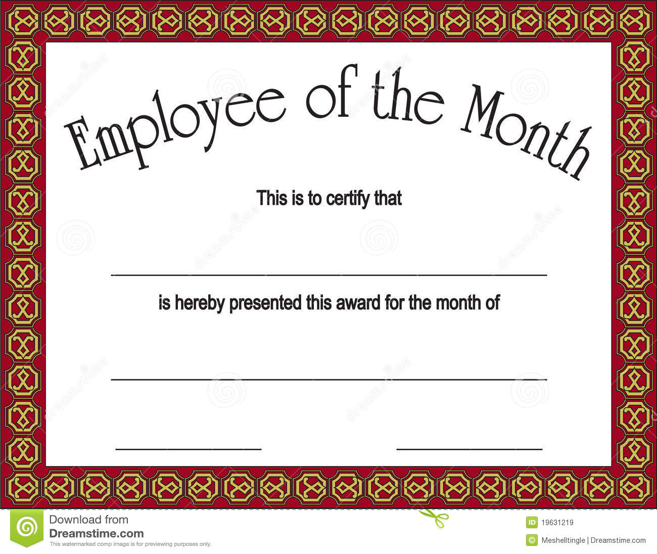 Blank Employee of the Month Certificate