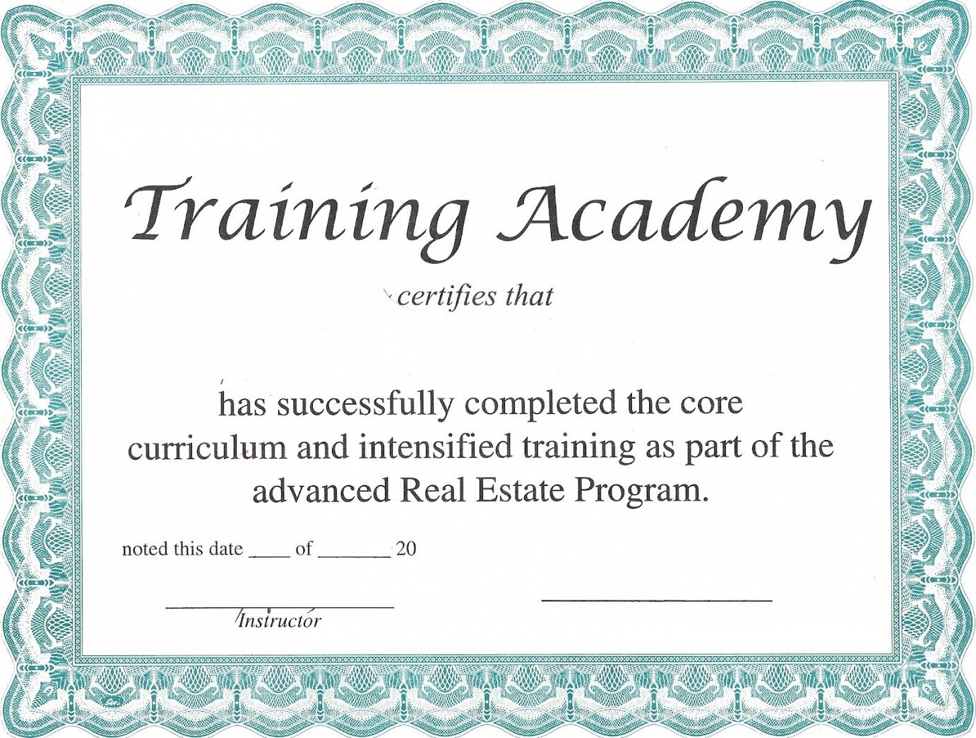 Blank Training Certificate Templates