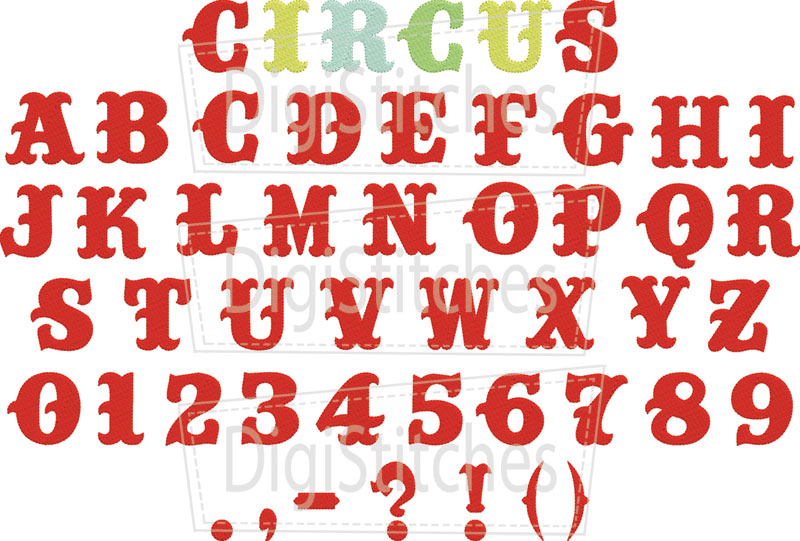 Circus Embroidery Font Circus Embroidery Font