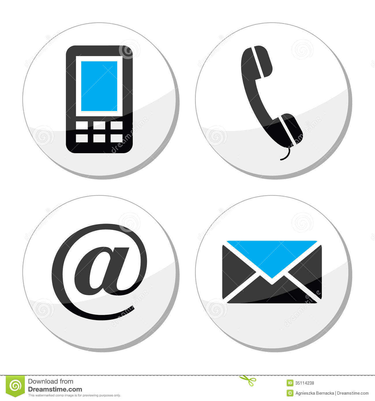 Contact Icons Black and White