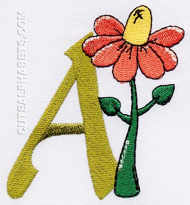 Cute Alphabet Fonts with Flowers