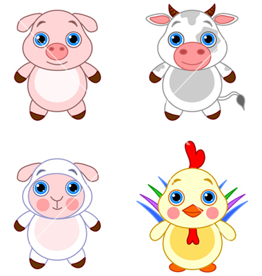 Cute Baby Farm Animal Cartoons