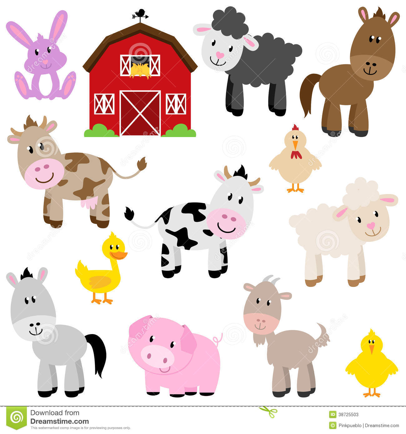 Cute Cartoon Barnyard Animals