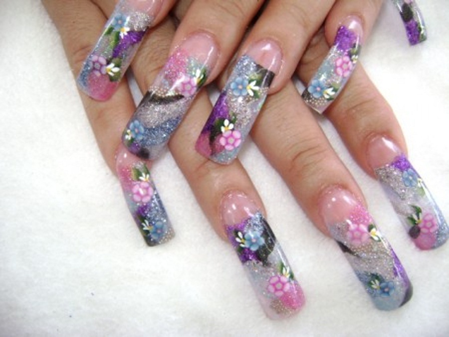 2. Adorable Floral Long Nail Art Design - wide 7