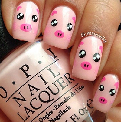Cute Nail Pig Designs