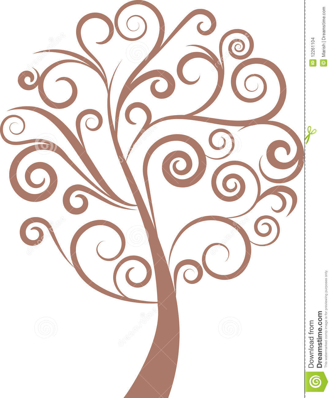 Decorative Floral Swirls Vector Tree