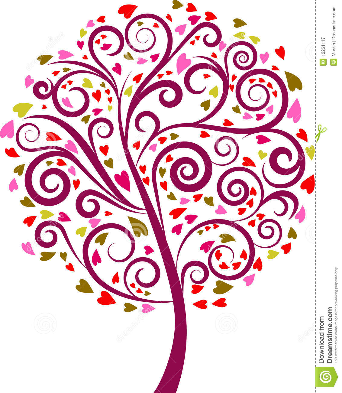 Decorative Floral Swirls Vector Tree