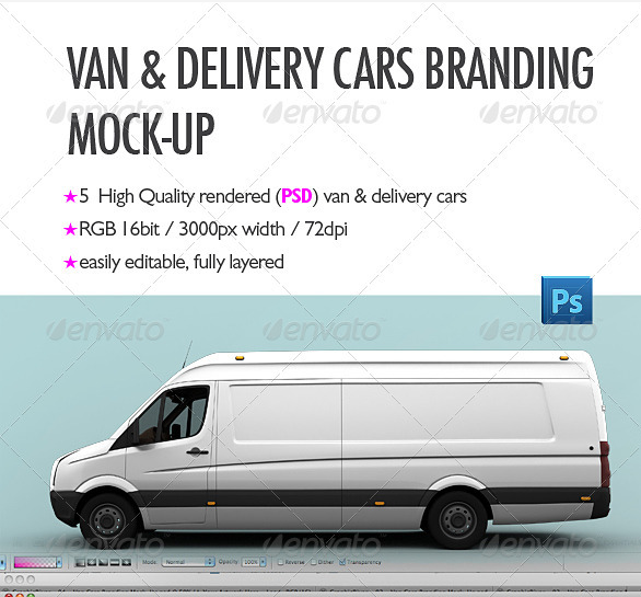 5 Photos of Delivery Truck PSD Mockup