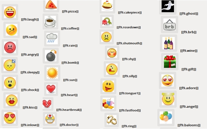 Chat codes smiley New Facebook