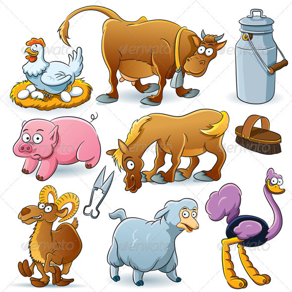Farm Animal Cartoon Characters