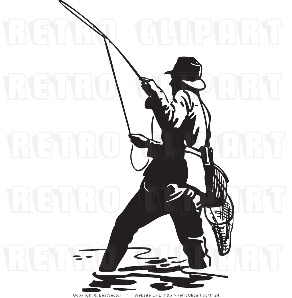 Fisherman Clip Art Black and White