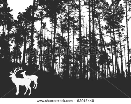 Forest Deer Silhouette Vector