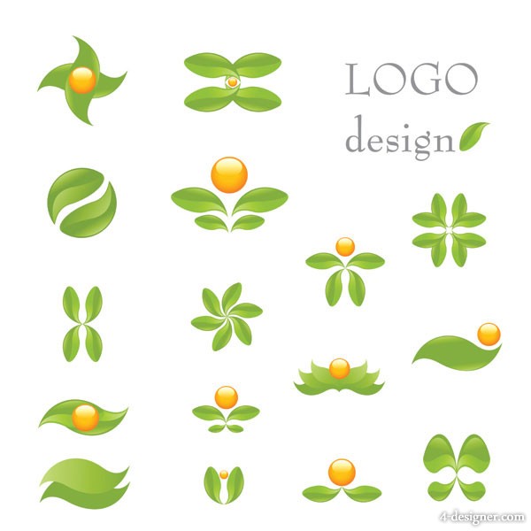 12 Ball Green Leaf Logo Design Images