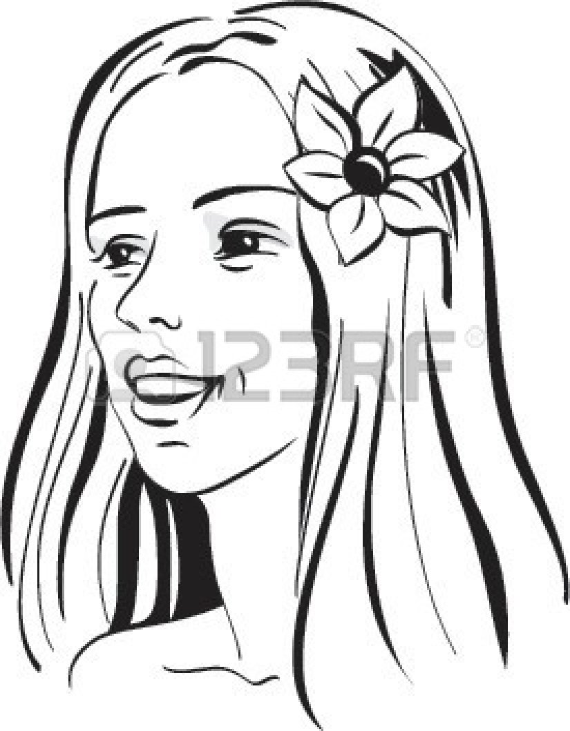 Hawaiian Girl Clip Art Black and White