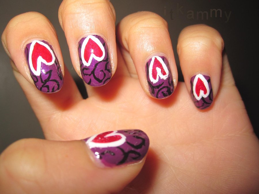 Hearts Nail Art Design