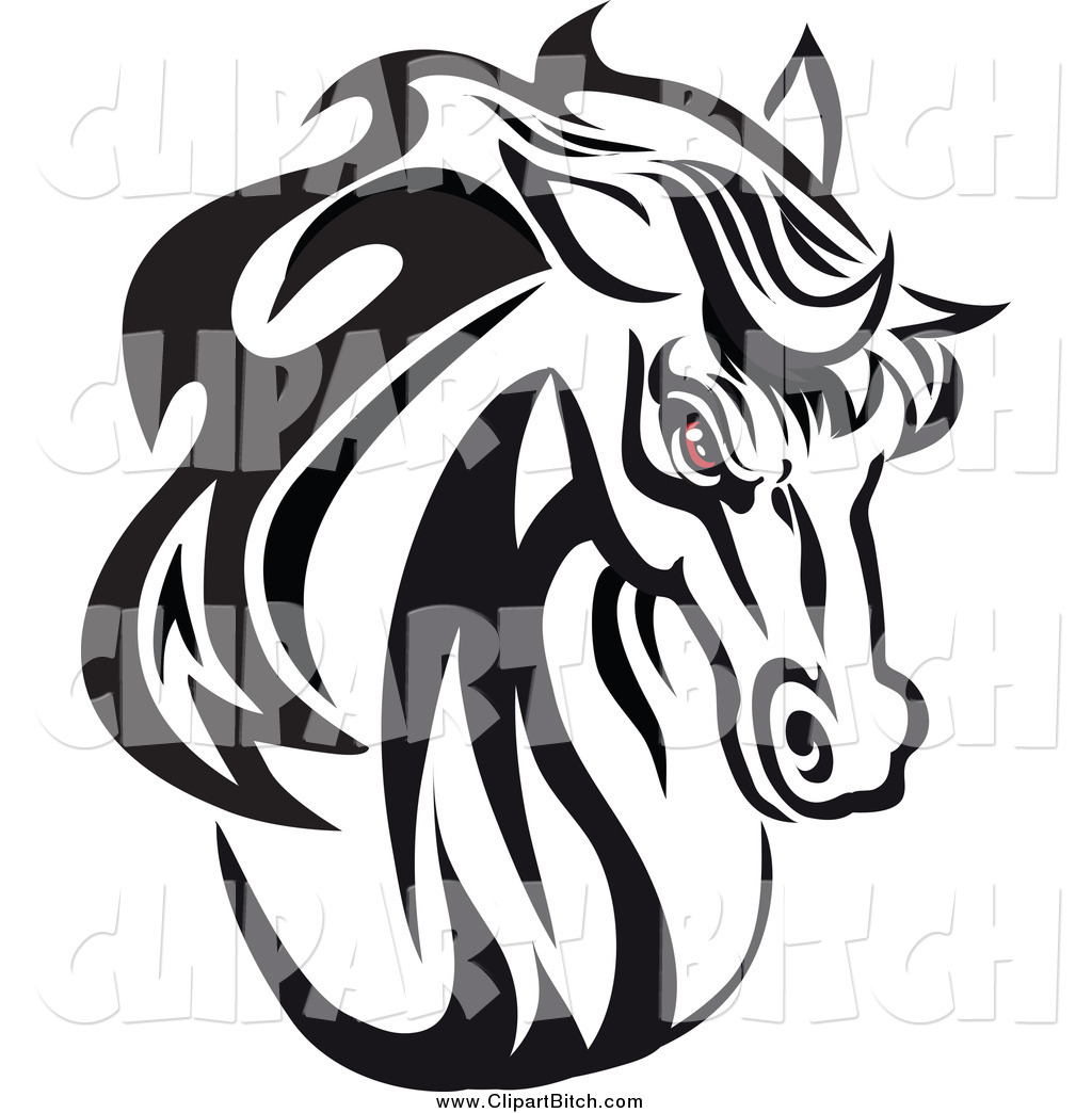 horse head clip art black and white - photo #14