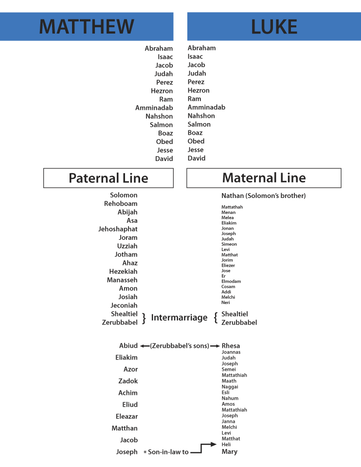 Jesus Genealoy Matthew Luke Charts