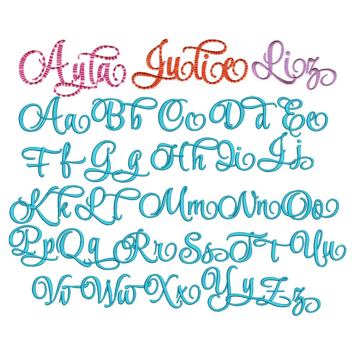 Machine Embroidery Script Fonts Alphabet