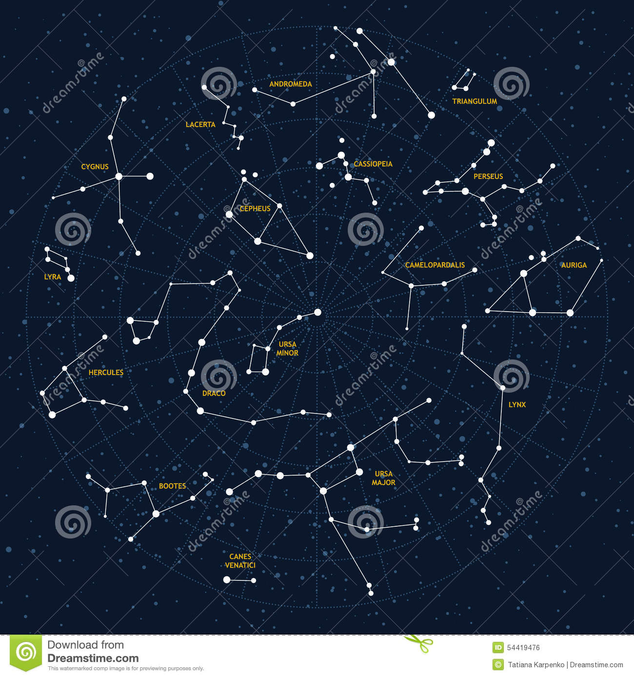 Night Sky Constellations Map