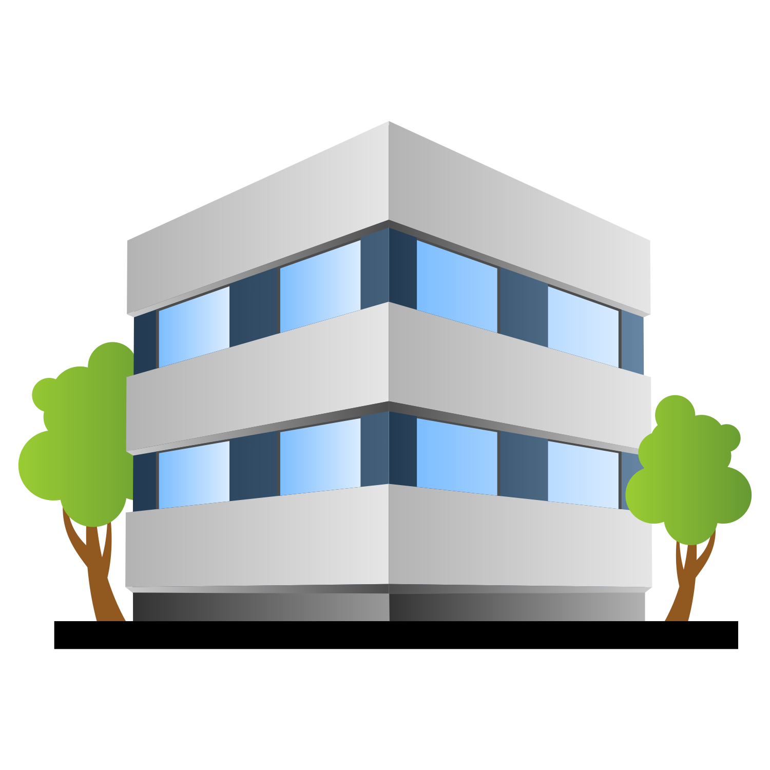 Office Building with Trees