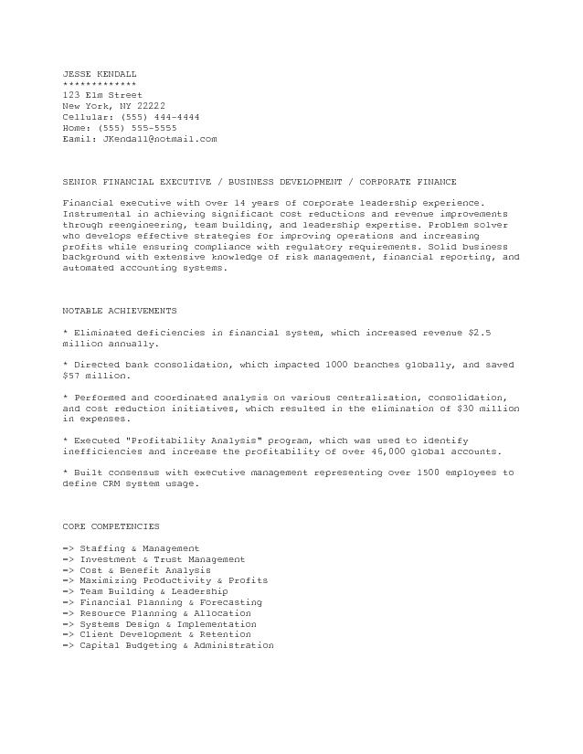 Plain Text Resume Format Example