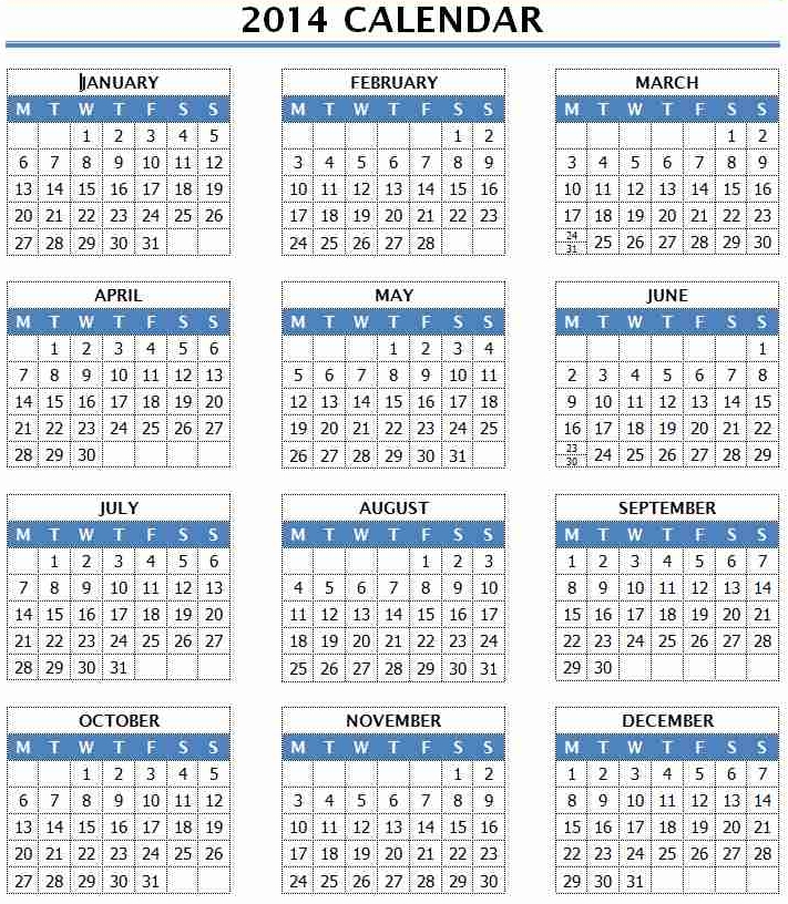 Printable 2016 Yearly Calendar Template