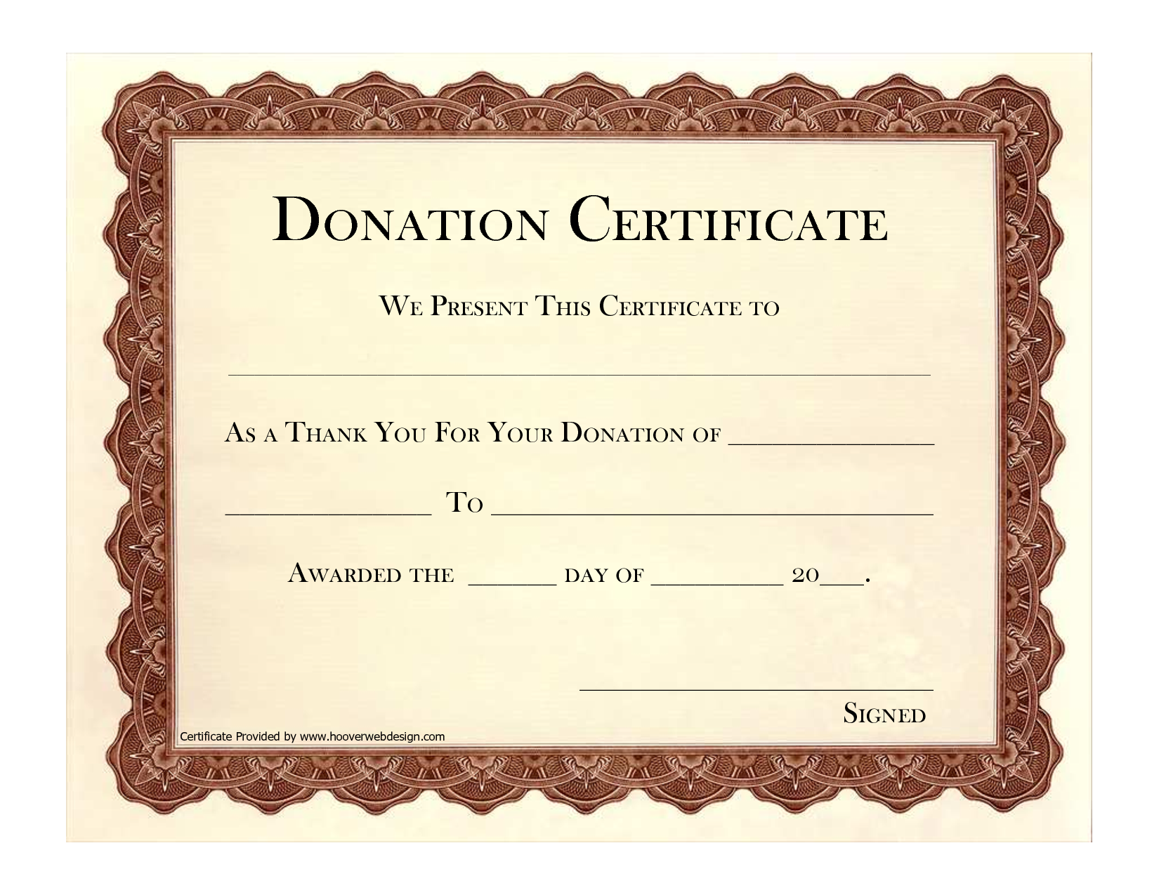 Printable Donation Certificate Templates