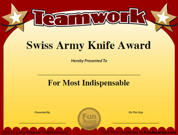 Printable Funny Employee Award Certificates