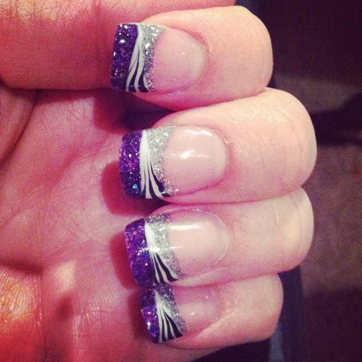 Purple and Silver French Tip Nail Designs