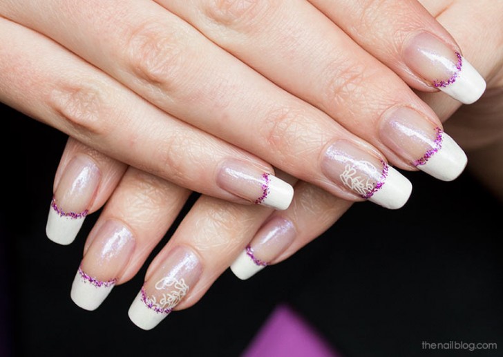 Purple French Manicure Nails with Designs