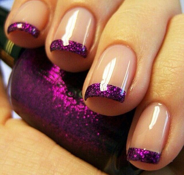 Purple Glitter Nail Tips