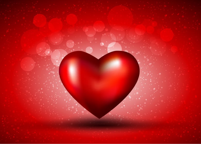 Red Bokeh Background with Heart