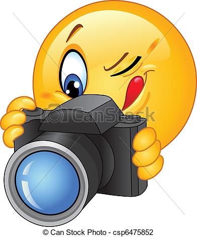 Smiley Face with Camera Clip Art